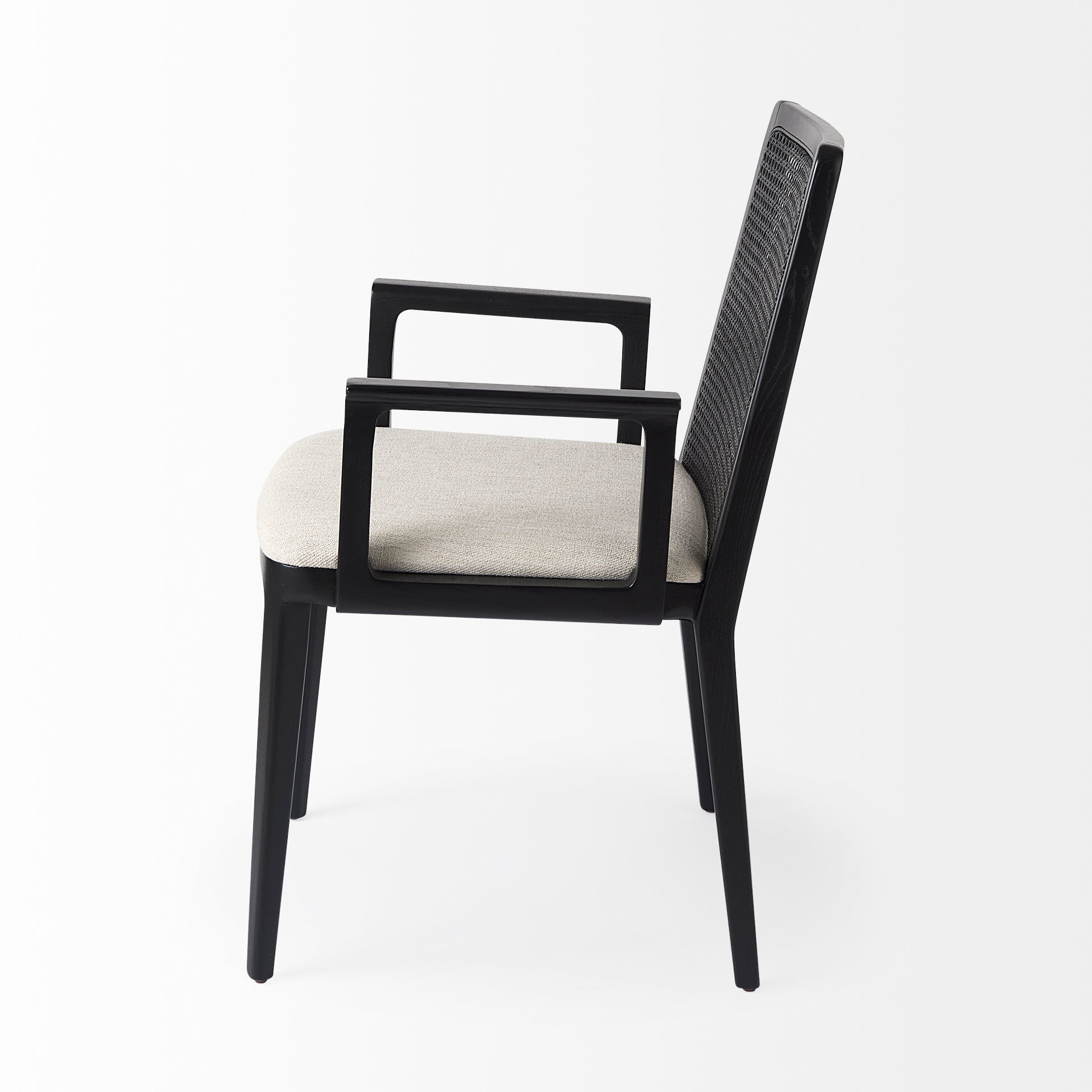 Fauteuil de salle à manger Amelia en rotin et bois noir (lot de 2)