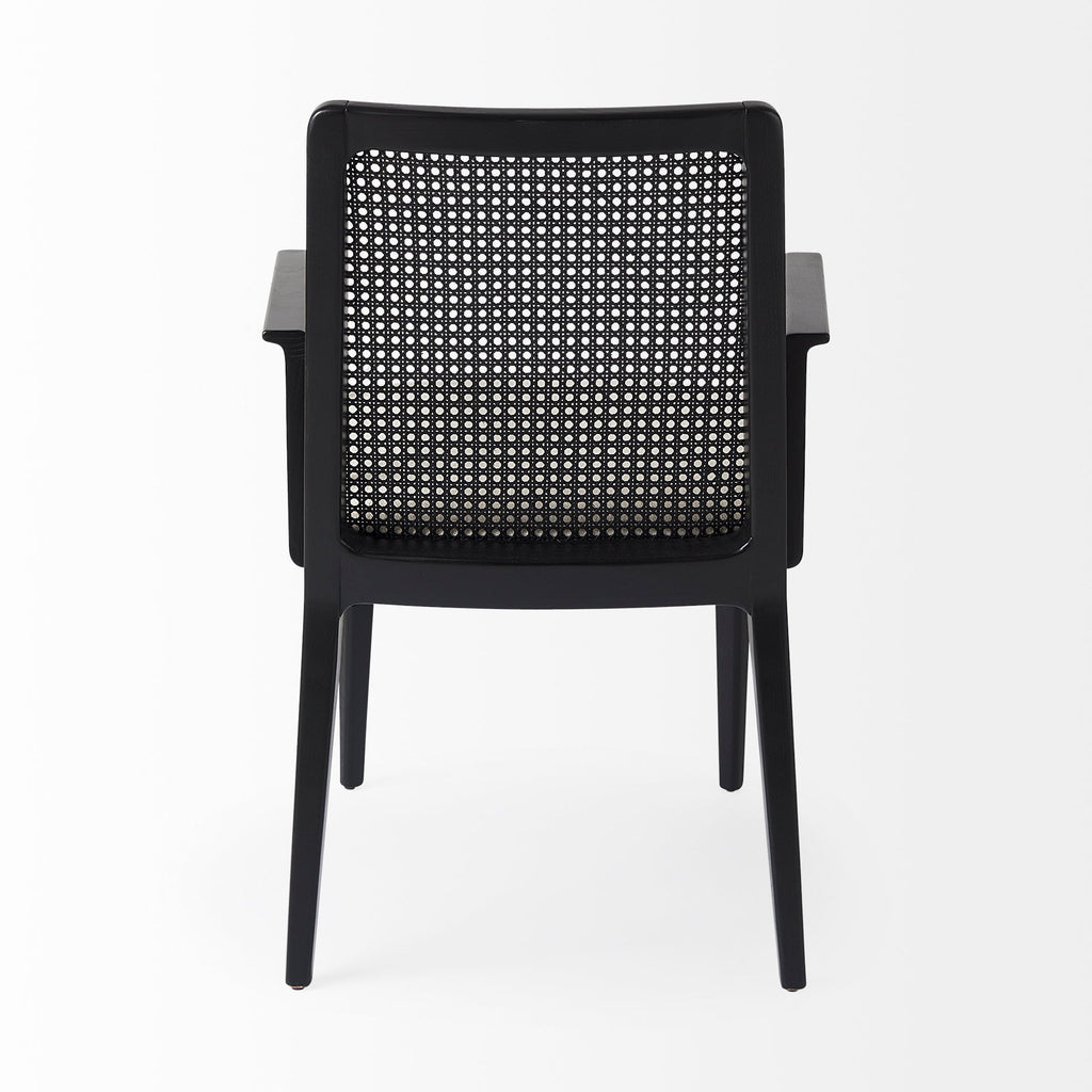 Fauteuil de salle à manger Amelia en rotin et bois noir (lot de 2)
