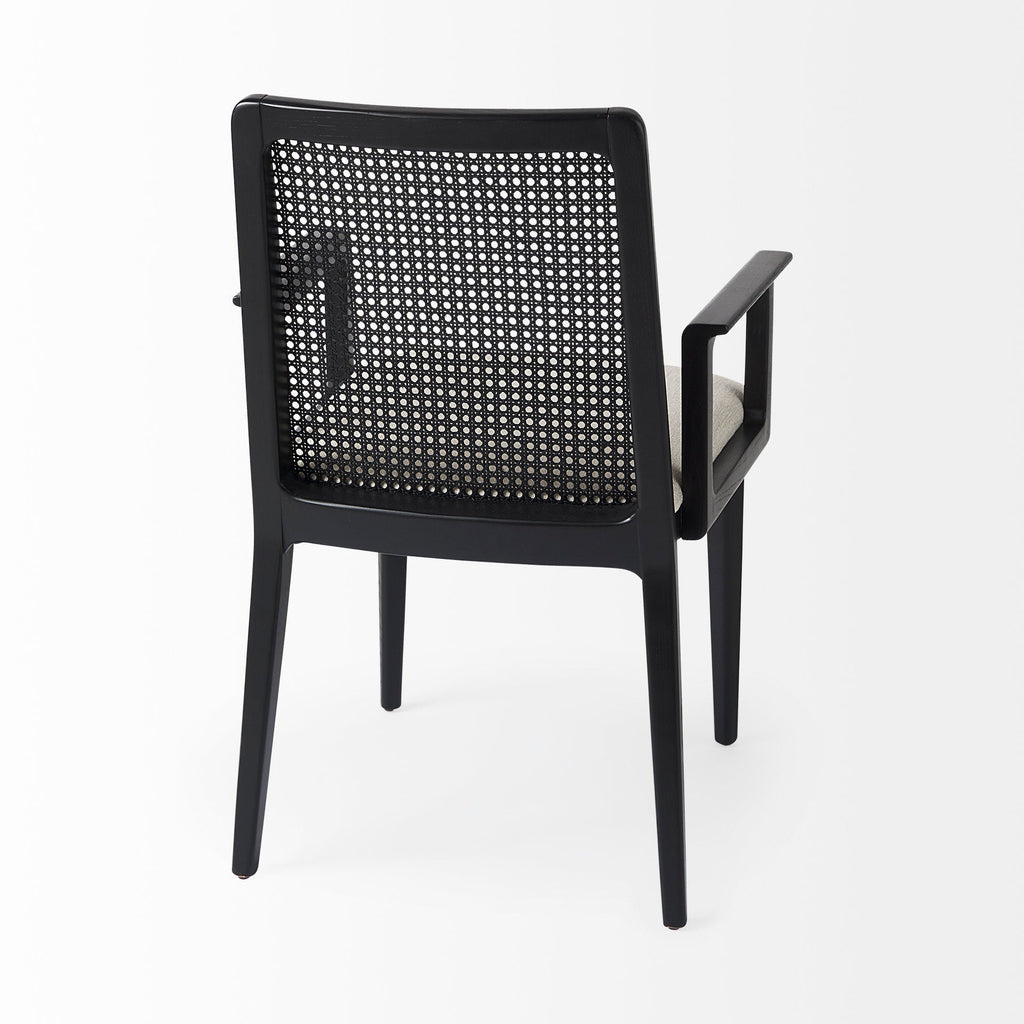 Fauteuil de salle à manger Amelia en rotin et bois noir (lot de 2)