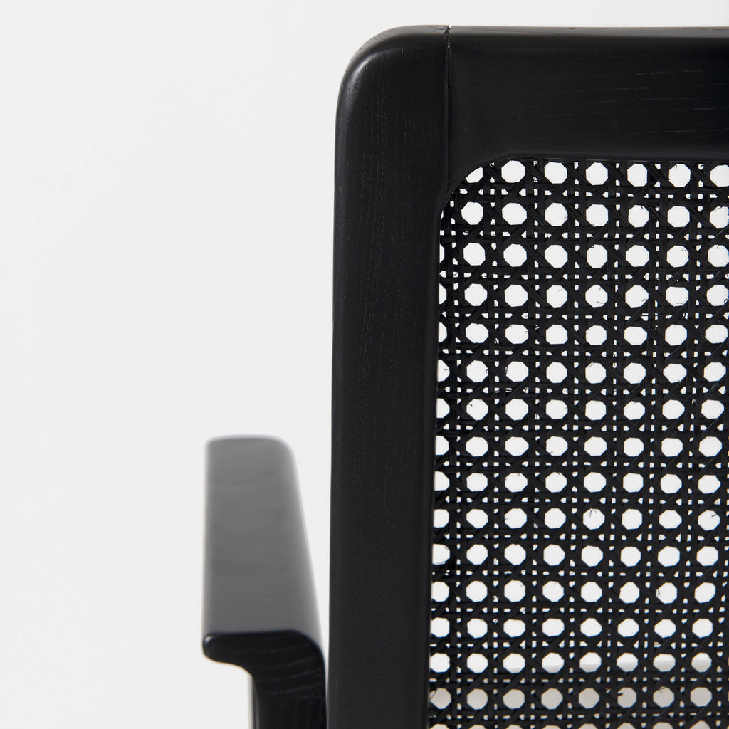 Fauteuil de salle à manger Amelia en rotin et bois noir (lot de 2)