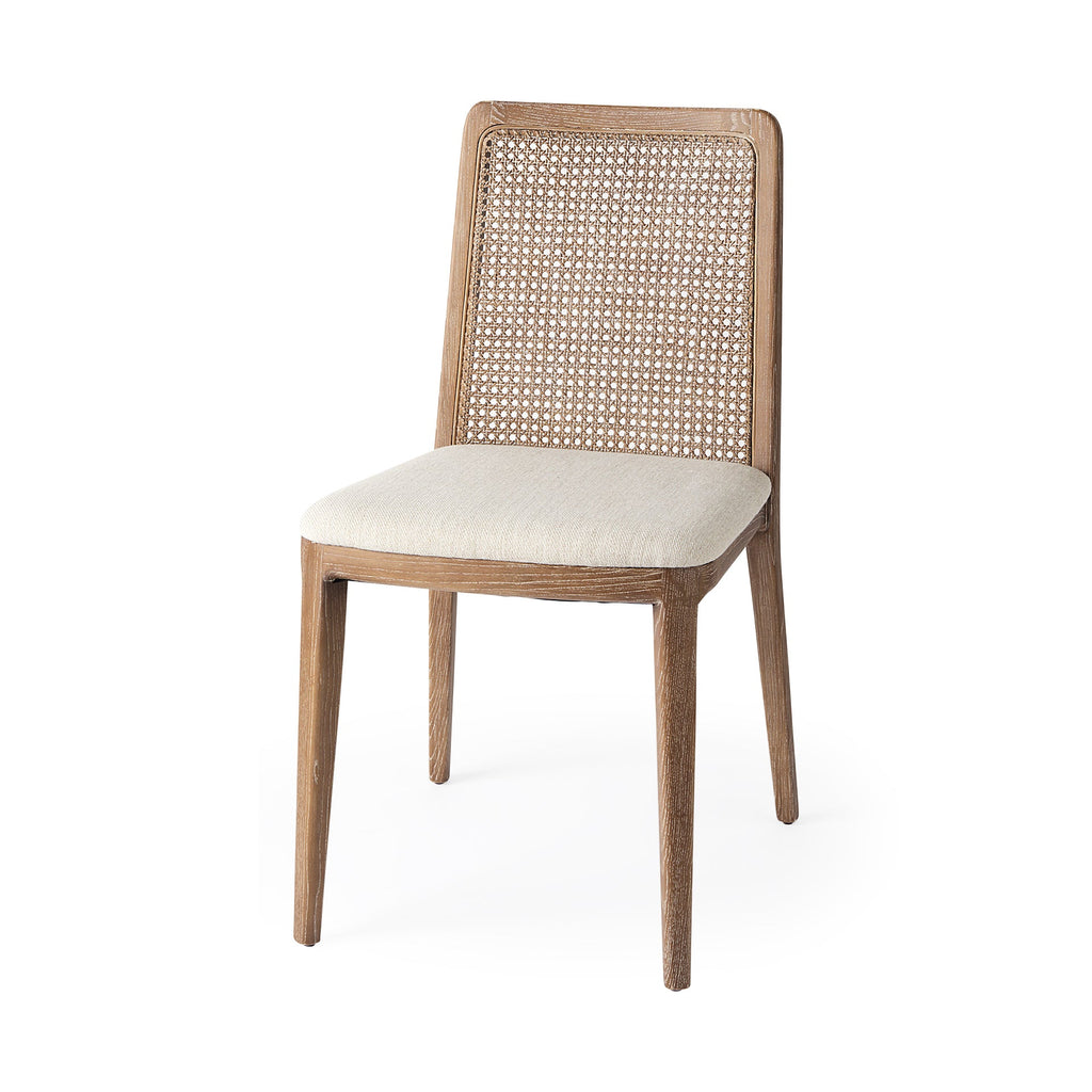 Chaise de salle à manger Amelia en rotin et bois, finition délavée (lot de 2)