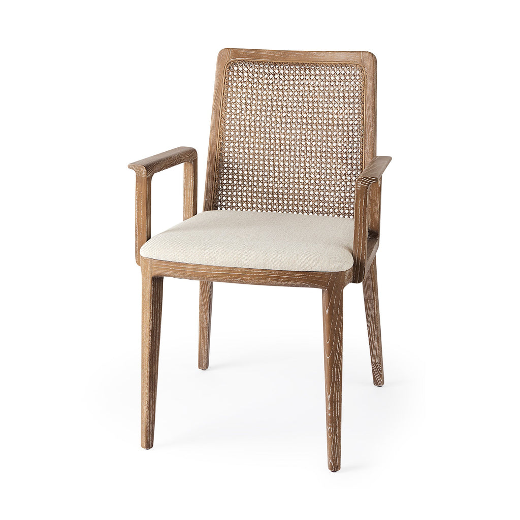 Fauteuil de salle à manger Amelia en rotin et bois, finition délavée claire (lot de 2)