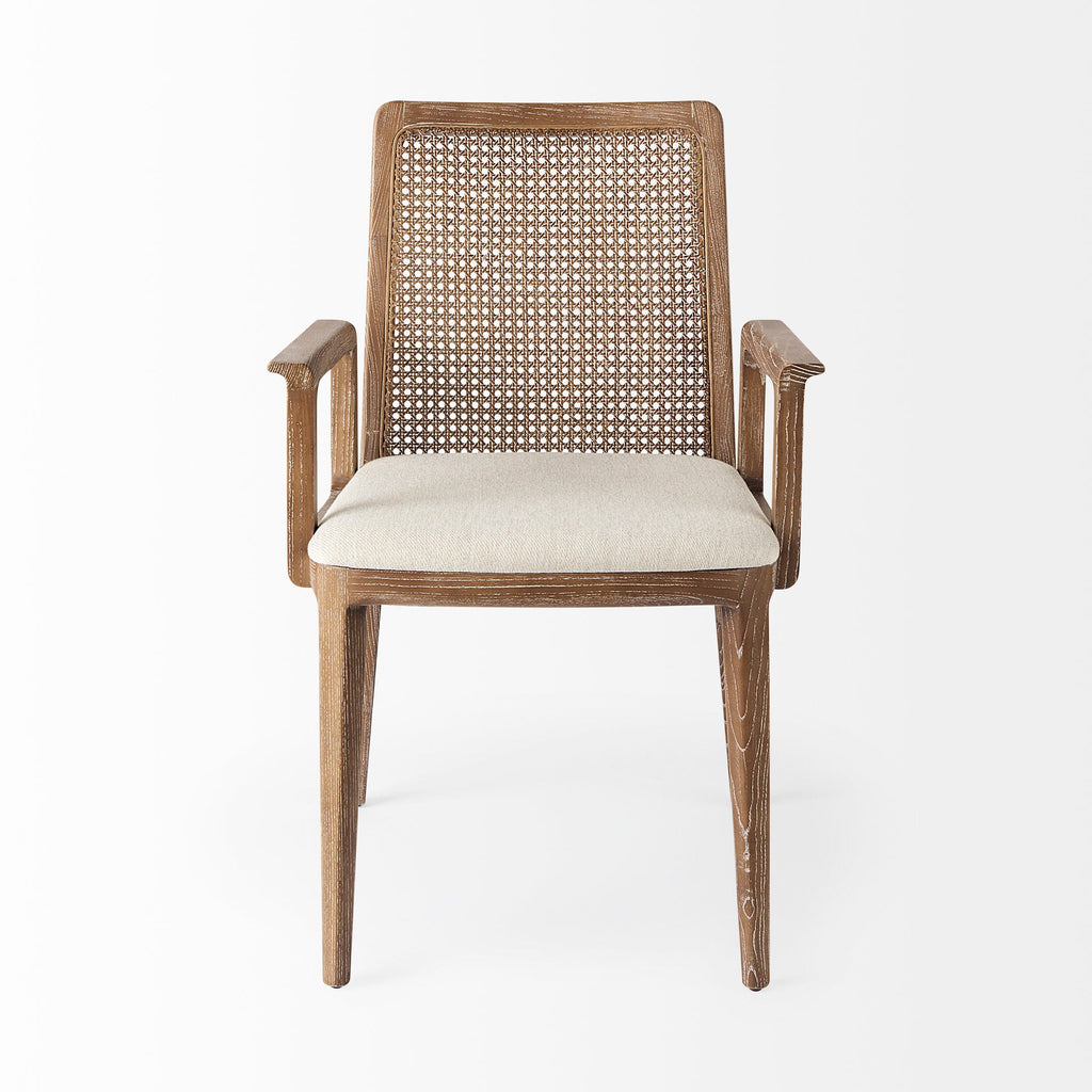 Fauteuil de salle à manger Amelia en rotin et bois, finition délavée claire (lot de 2)