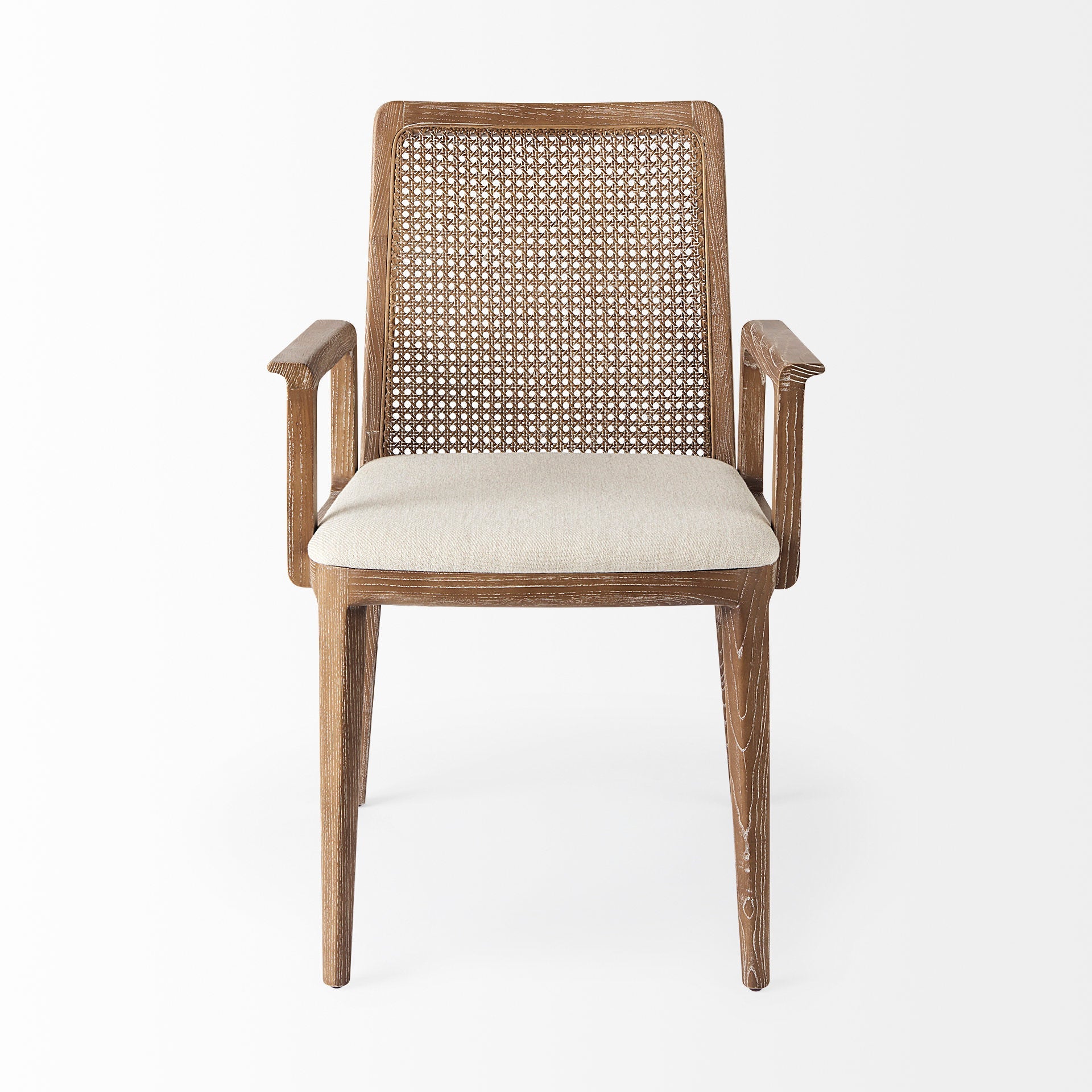 Fauteuil de salle à manger Amelia en rotin et bois, finition délavée claire (lot de 2)