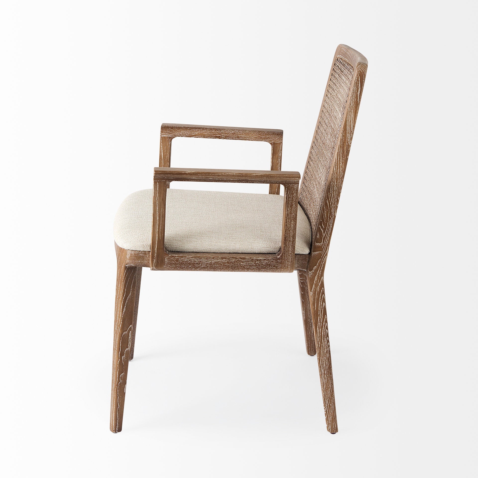 Fauteuil de salle à manger Amelia en rotin et bois, finition délavée claire (lot de 2)