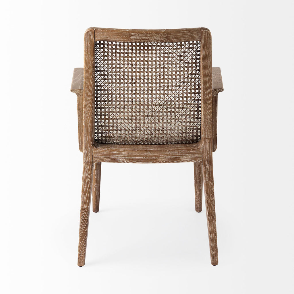 Fauteuil de salle à manger Amelia en rotin et bois, finition délavée claire (lot de 2)