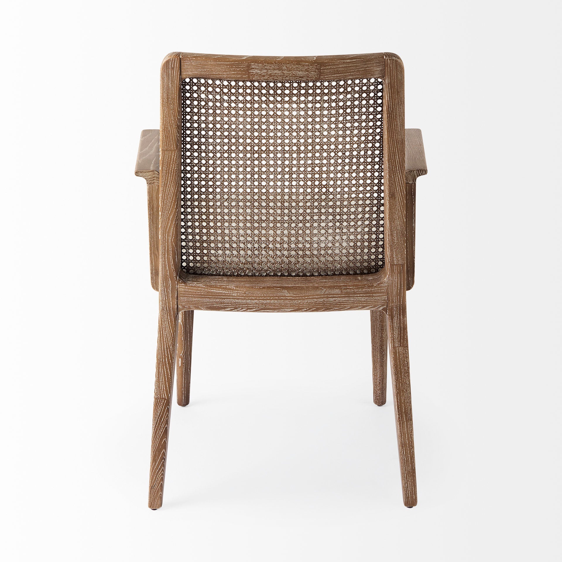 Fauteuil de salle à manger Amelia en rotin et bois, finition délavée claire (lot de 2)