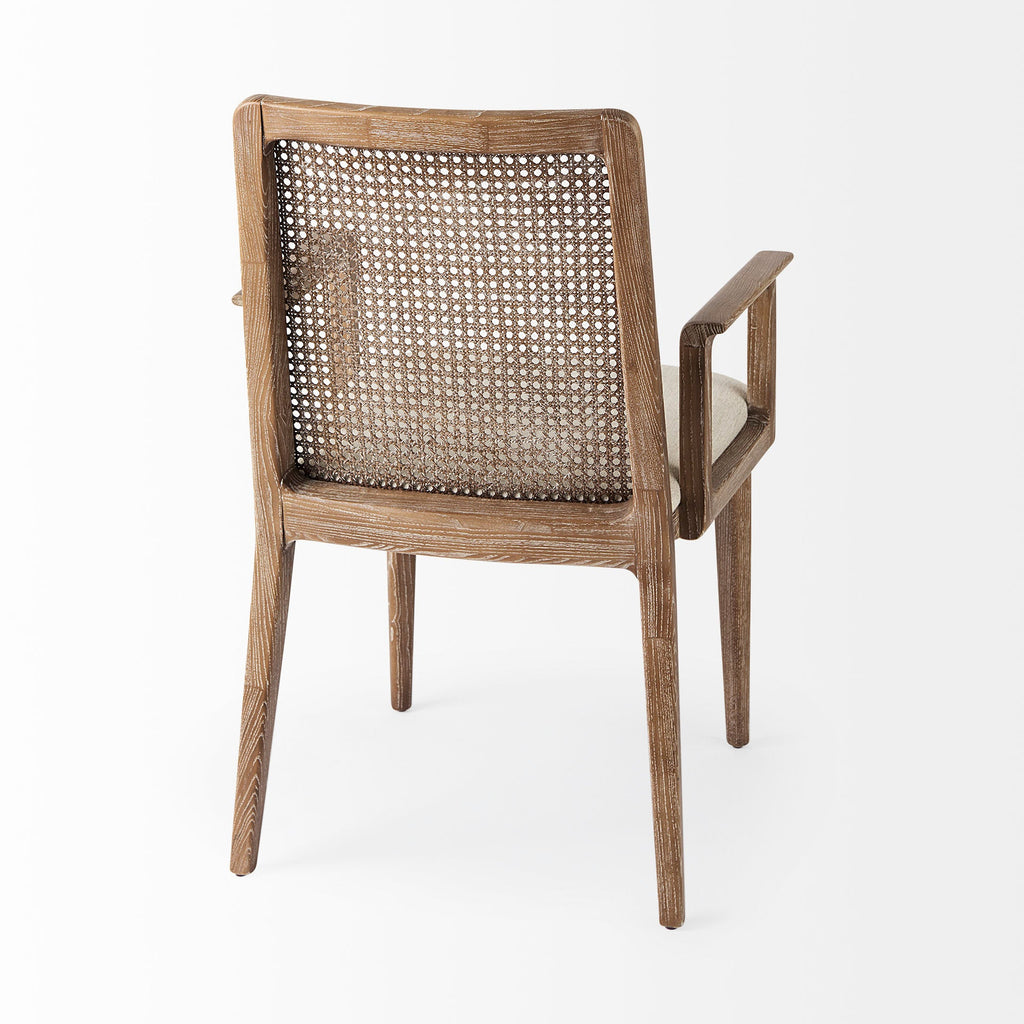 Fauteuil de salle à manger Amelia en rotin et bois, finition délavée claire (lot de 2)