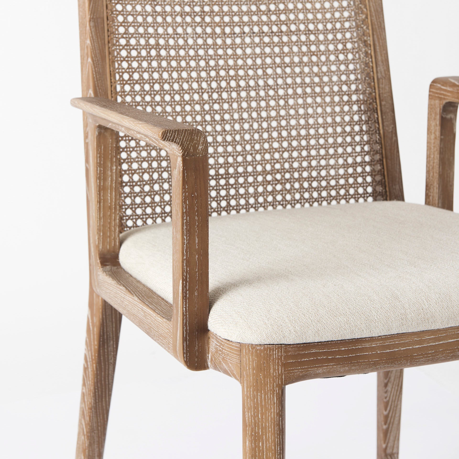 Fauteuil de salle à manger Amelia en rotin et bois, finition délavée claire (lot de 2)