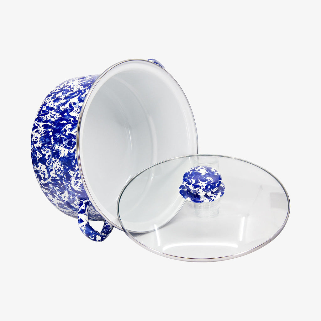 Marmite de 6 pintes en émail à tourbillon cobalt