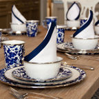 Plateau rond en émail à tourbillon cobalt