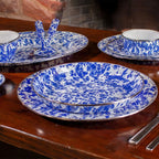 Plateau rond en émail à tourbillon cobalt