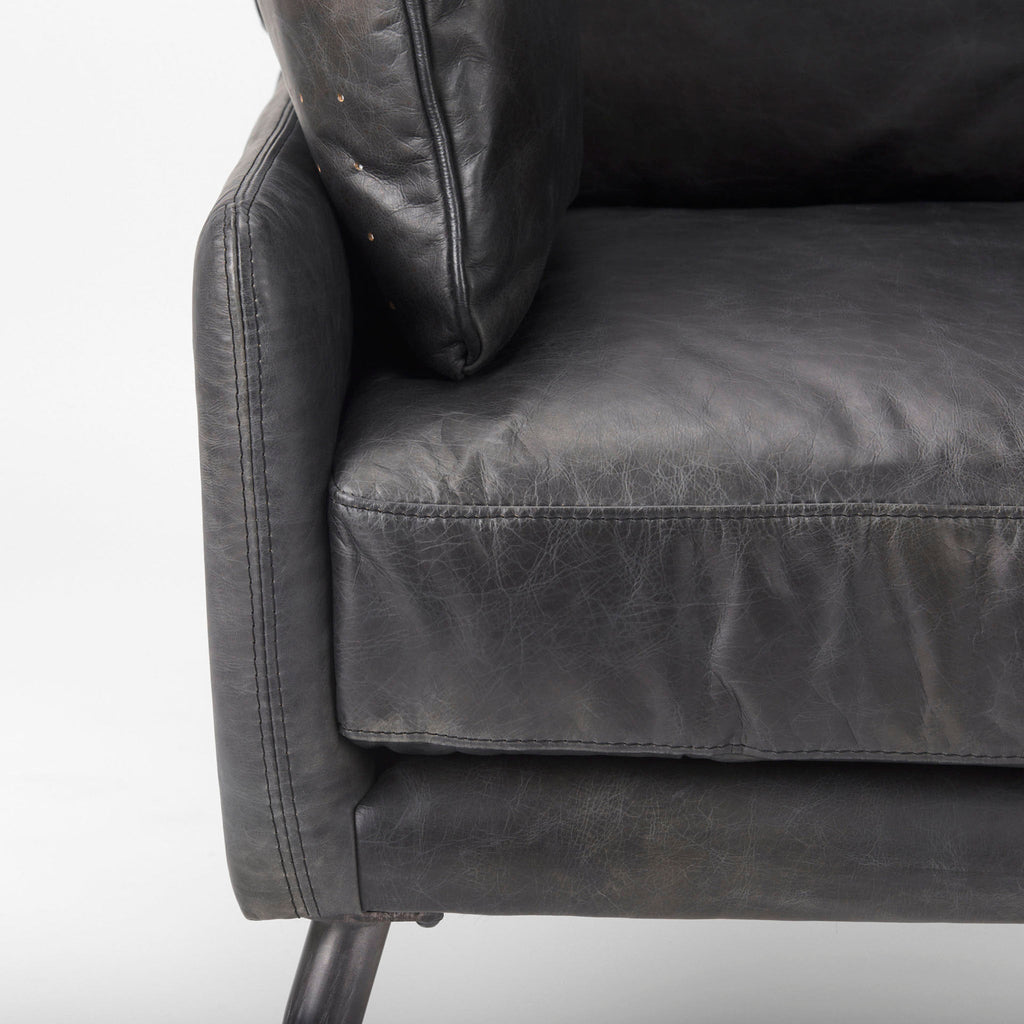 Fauteuil Colter en cuir noir