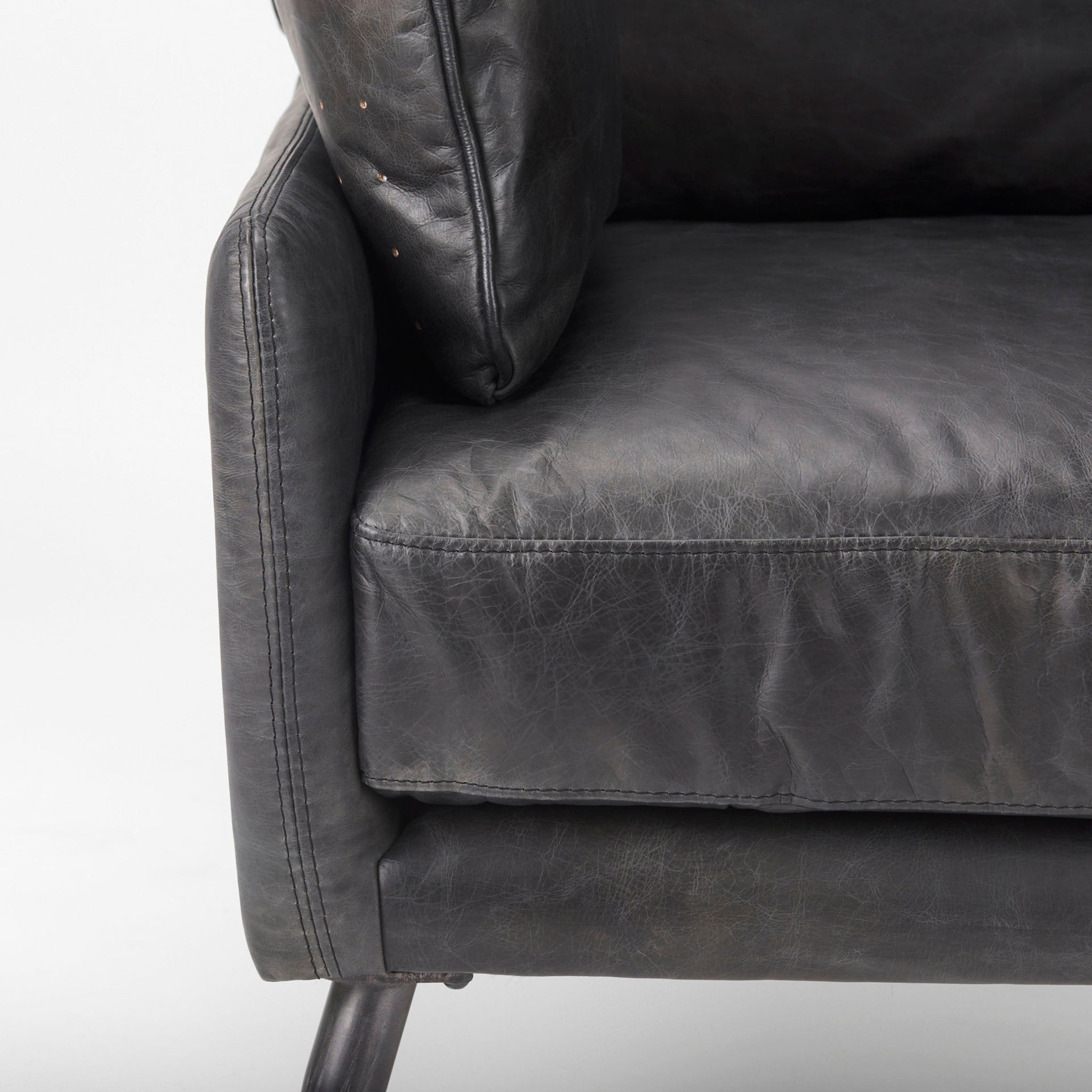 Fauteuil Colter en cuir noir