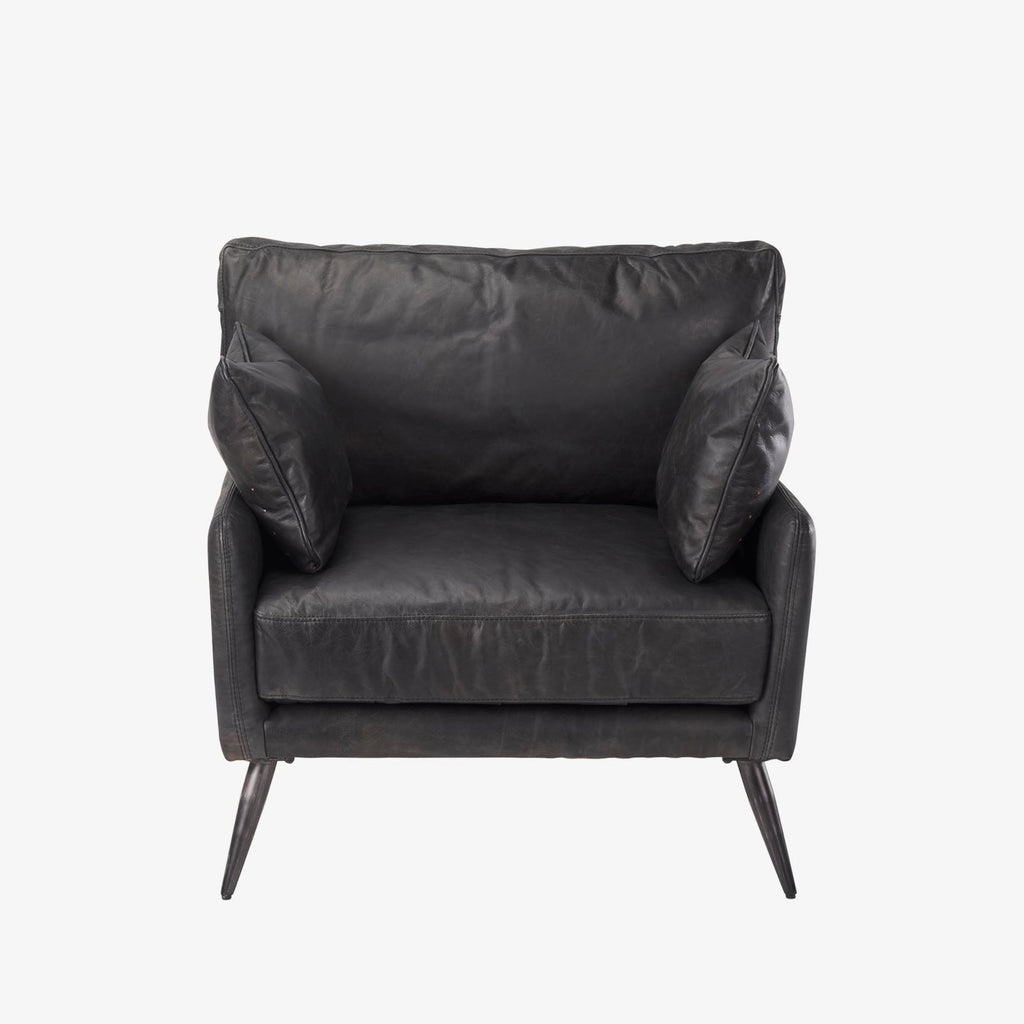 Fauteuil Colter en cuir noir