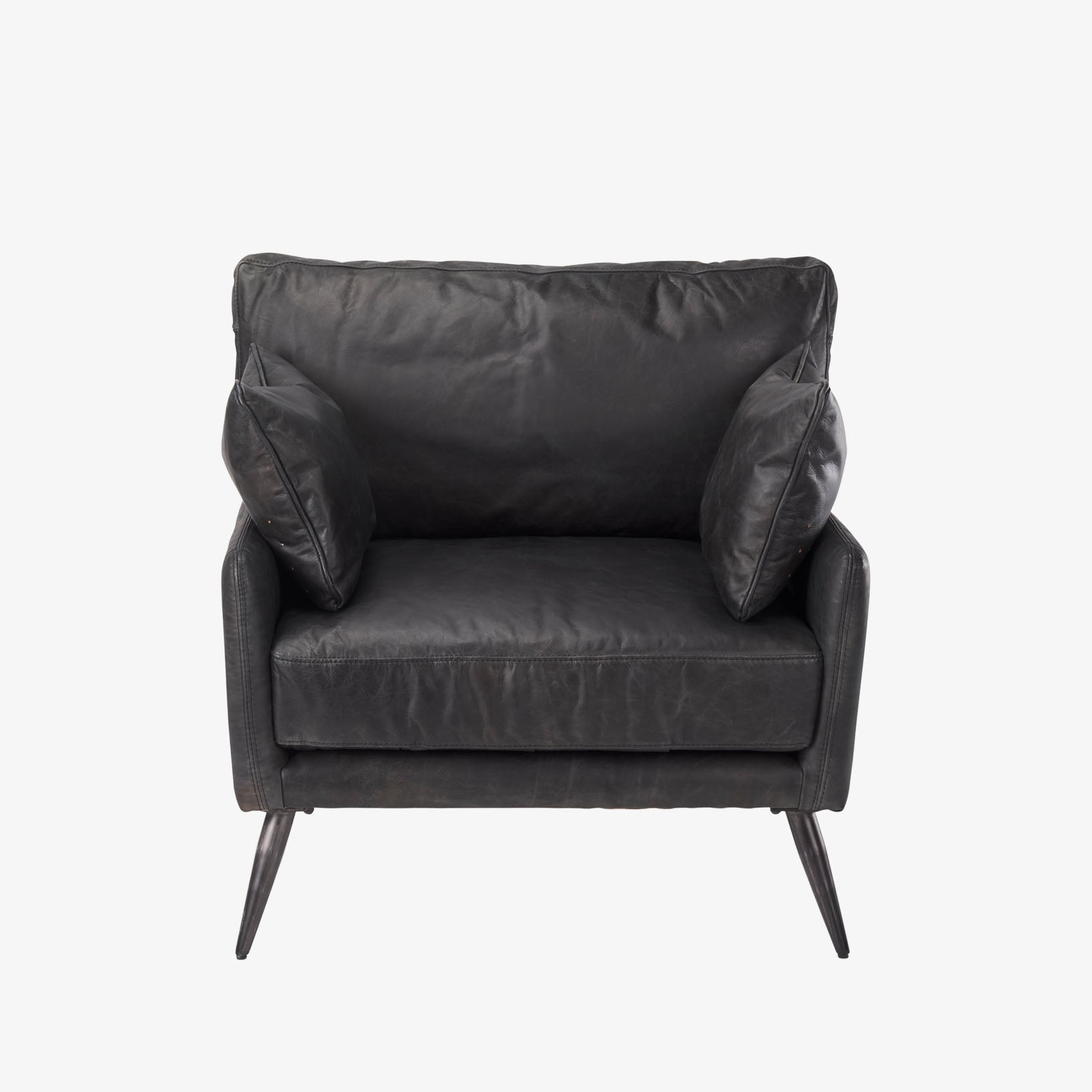 Fauteuil Colter en cuir noir