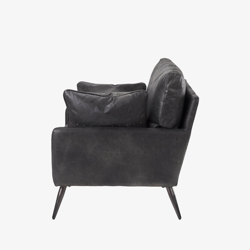 Fauteuil Colter en cuir noir