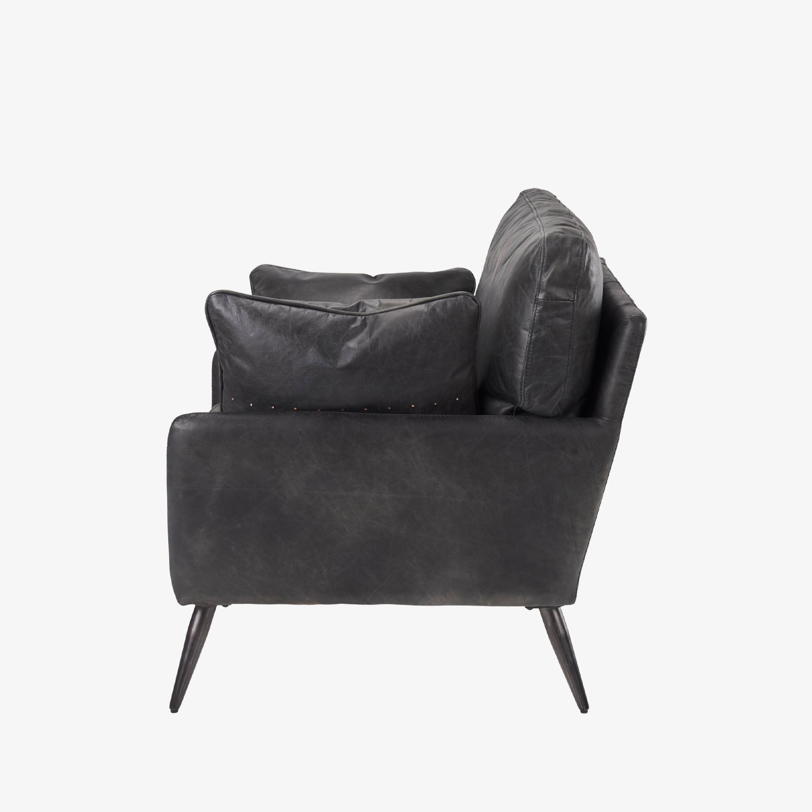 Fauteuil Colter en cuir noir