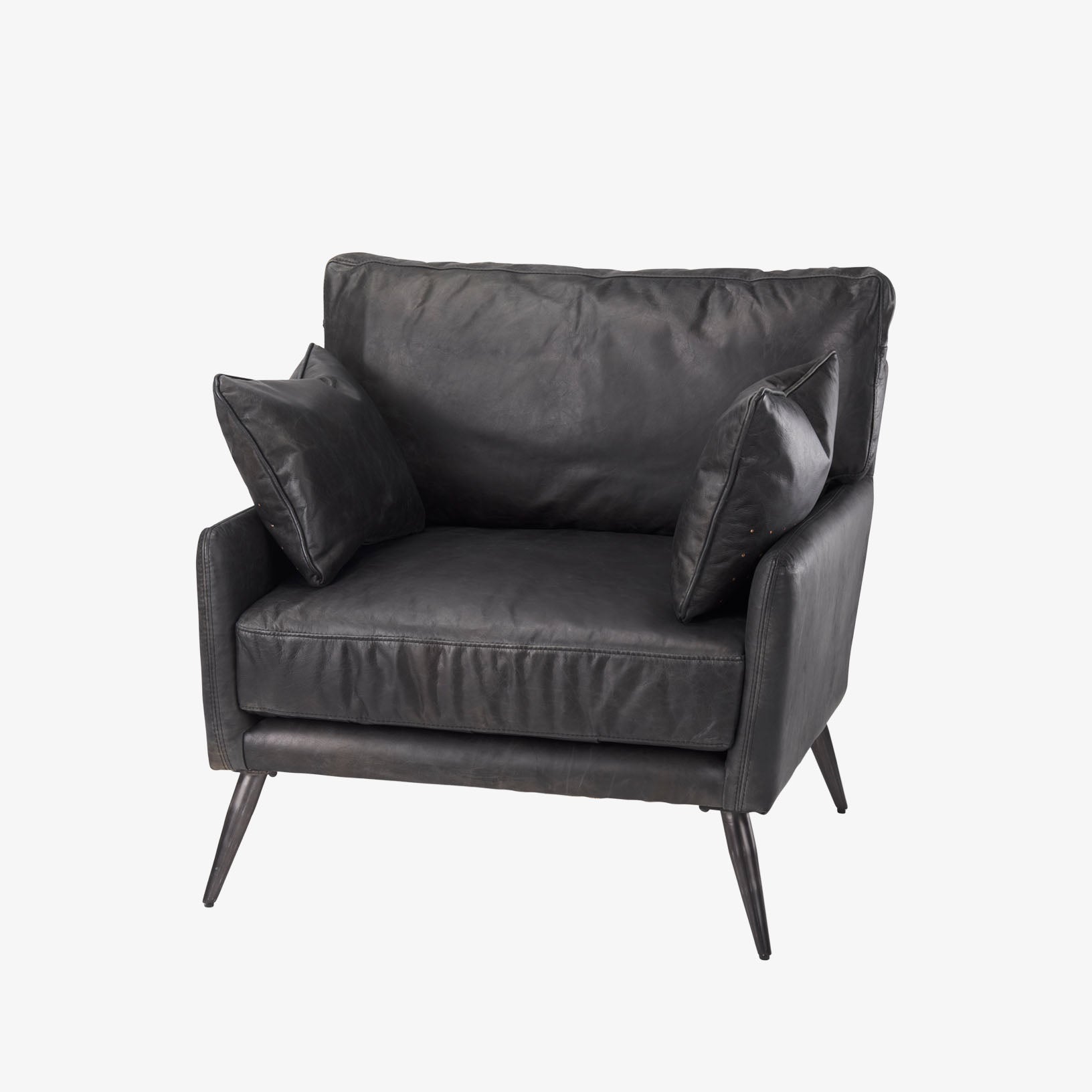 Fauteuil Colter en cuir noir