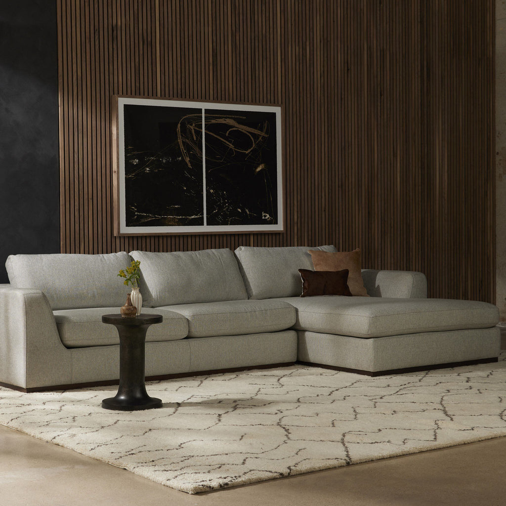 Canapé d'angle Four Hands Colt 2 pièces en coloris Aldred Silver avec méridienne à droite
