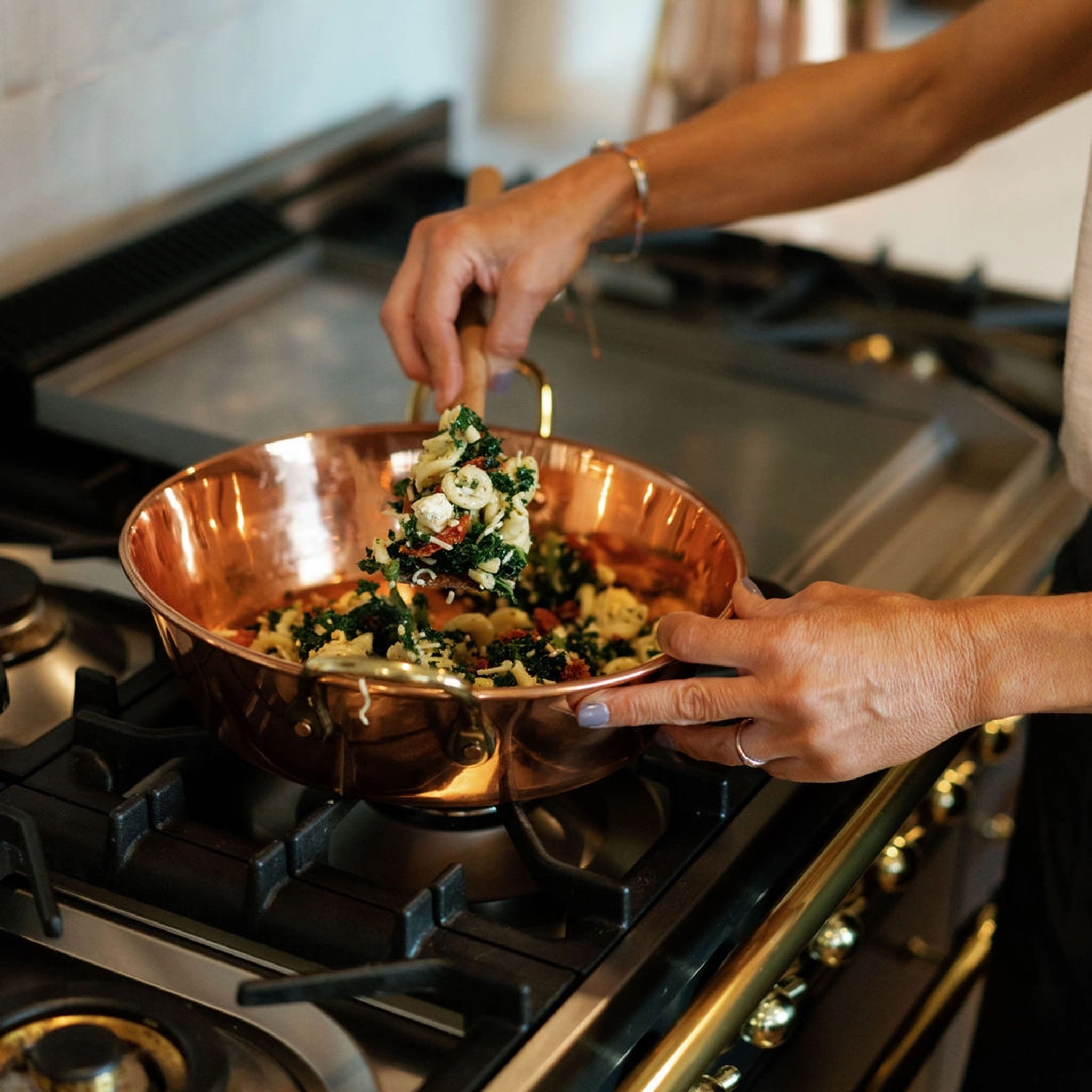 Poêle à frire en cuivre de famille