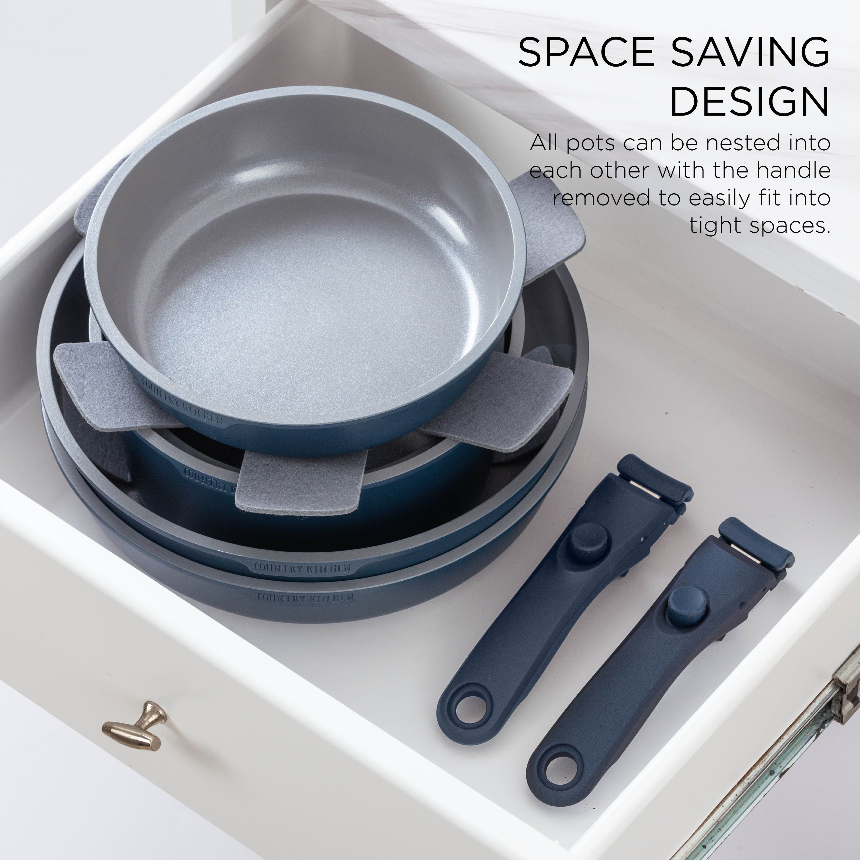 Ensemble de 16 pièces de cuisine Country Kitchen pour camping-car, en céramique avec poignée amovible et compatible four.