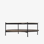 Table basse ronde Crudités et Cocktails en bois foncé