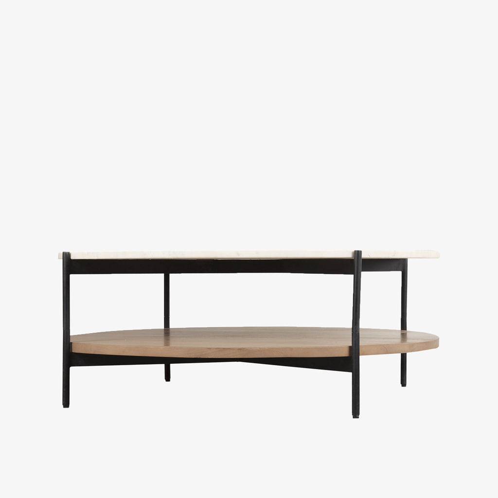 Table basse ronde Crudités et Cocktails en bois clair