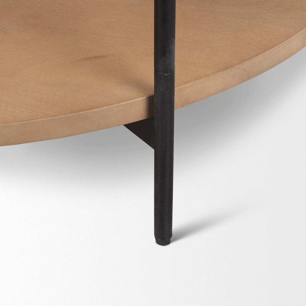 Table basse ronde Crudités et Cocktails en bois clair