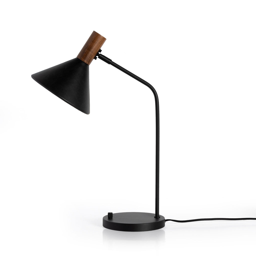 Lampe de bureau Four Hands Cullen en cuir noir