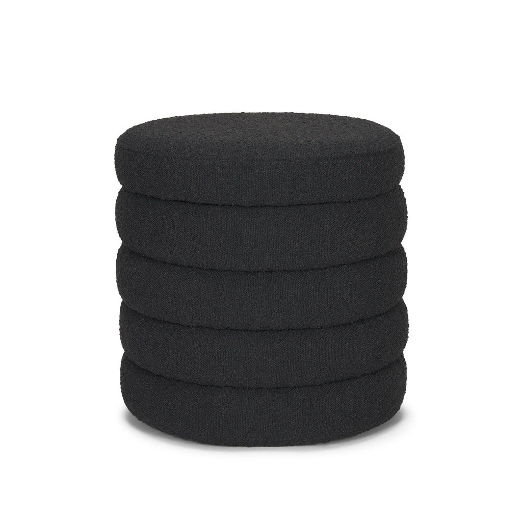 Pouf de rangement Ava en boucle noire