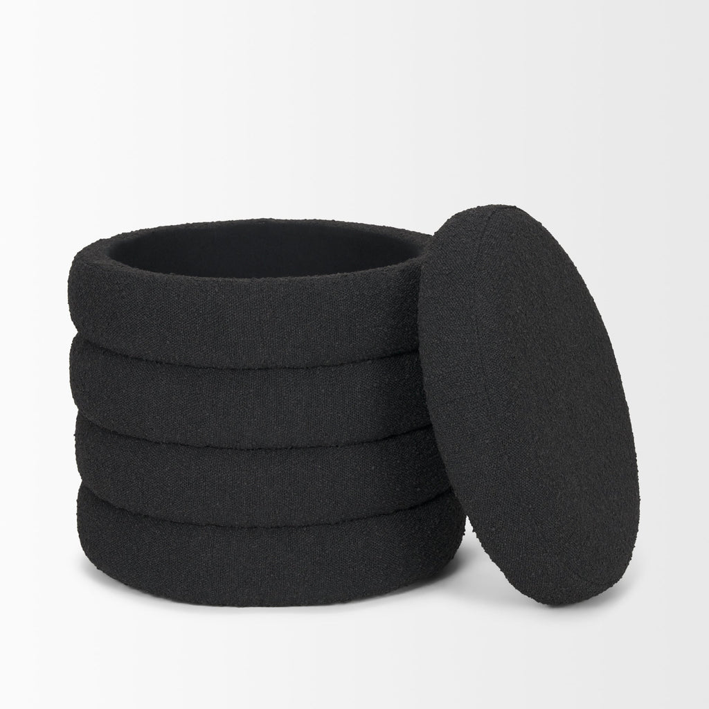 Pouf de rangement Ava en boucle noire