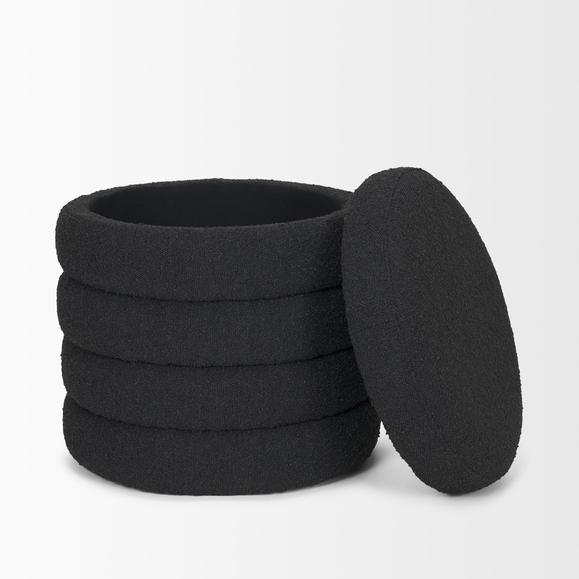 Pouf de rangement Ava en boucle noire