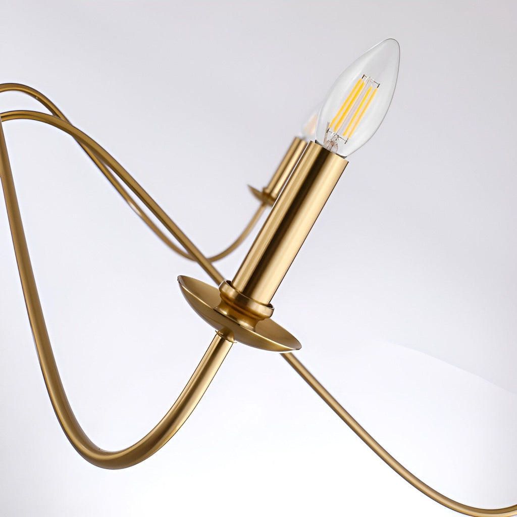 Lustre minimaliste français classique à 6 lumières avec éclairage de style bougie
