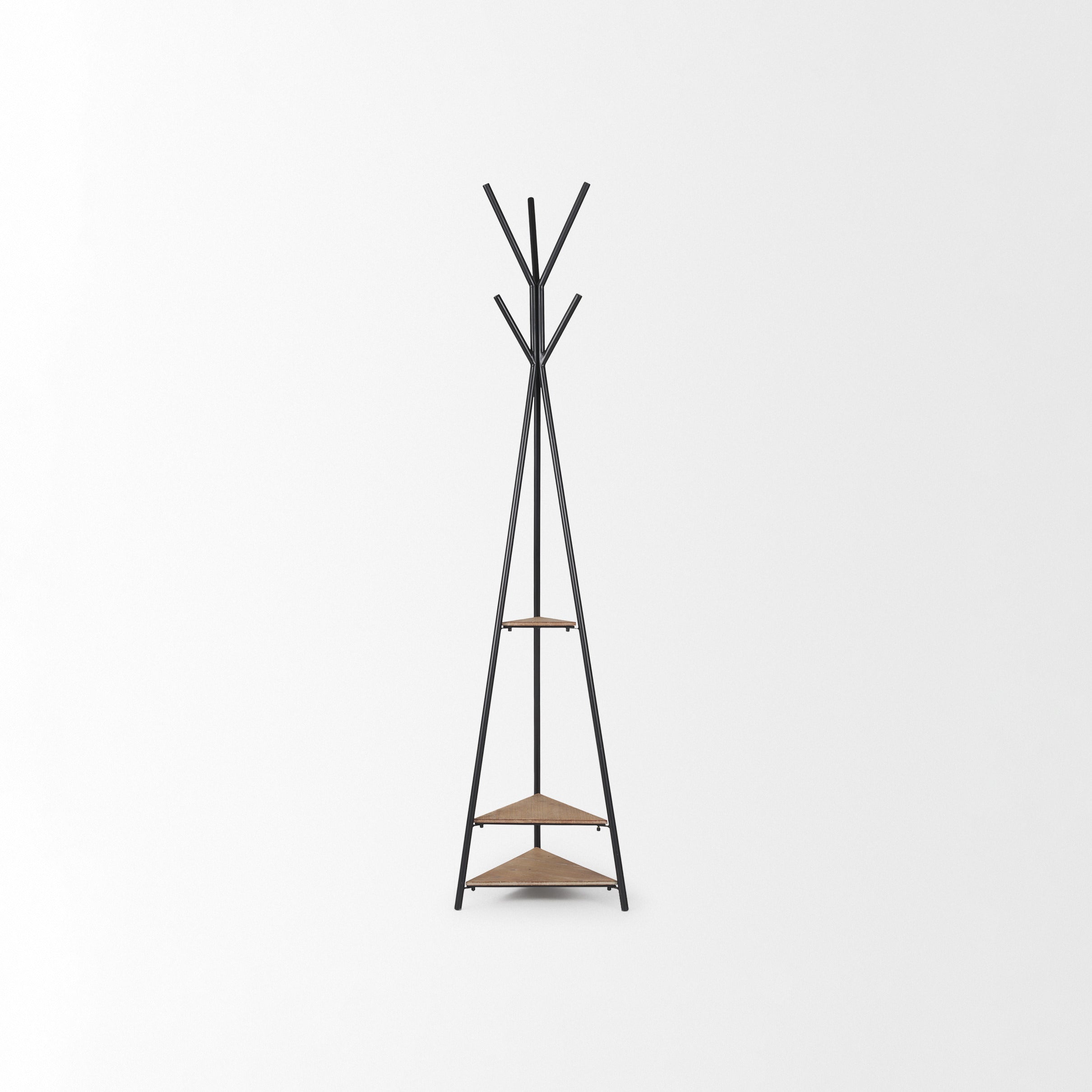 Porte-manteau Sawyer en métal avec étagère triangulaire en bois