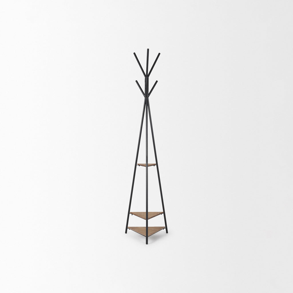 Porte-manteau Sawyer en métal avec étagère triangulaire en bois