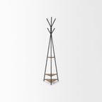 Porte-manteau Sawyer en métal avec étagère triangulaire en bois