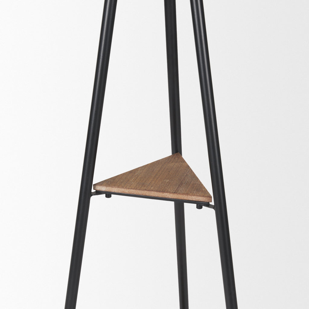 Porte-manteau Sawyer en métal avec étagère triangulaire en bois
