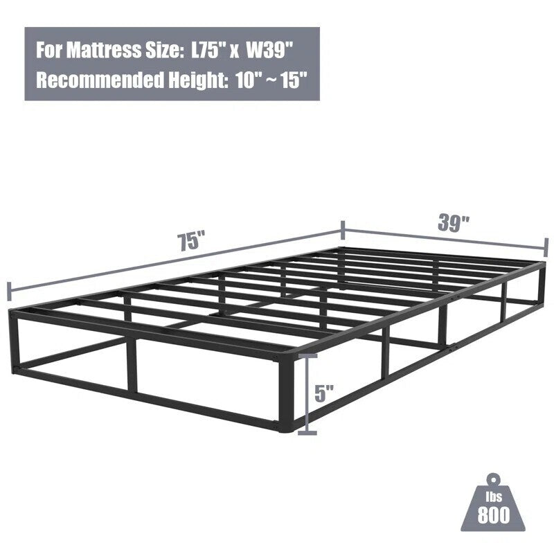 Ressort métallique extra-plat de 12,7 cm (5 pouces), structure robuste avec revêtement gris