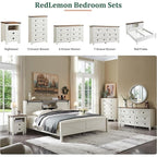 Commode en bois de style campagnard à 5 tiroirs de 48 pouces de haut, idéale pour une chambre à coucher.