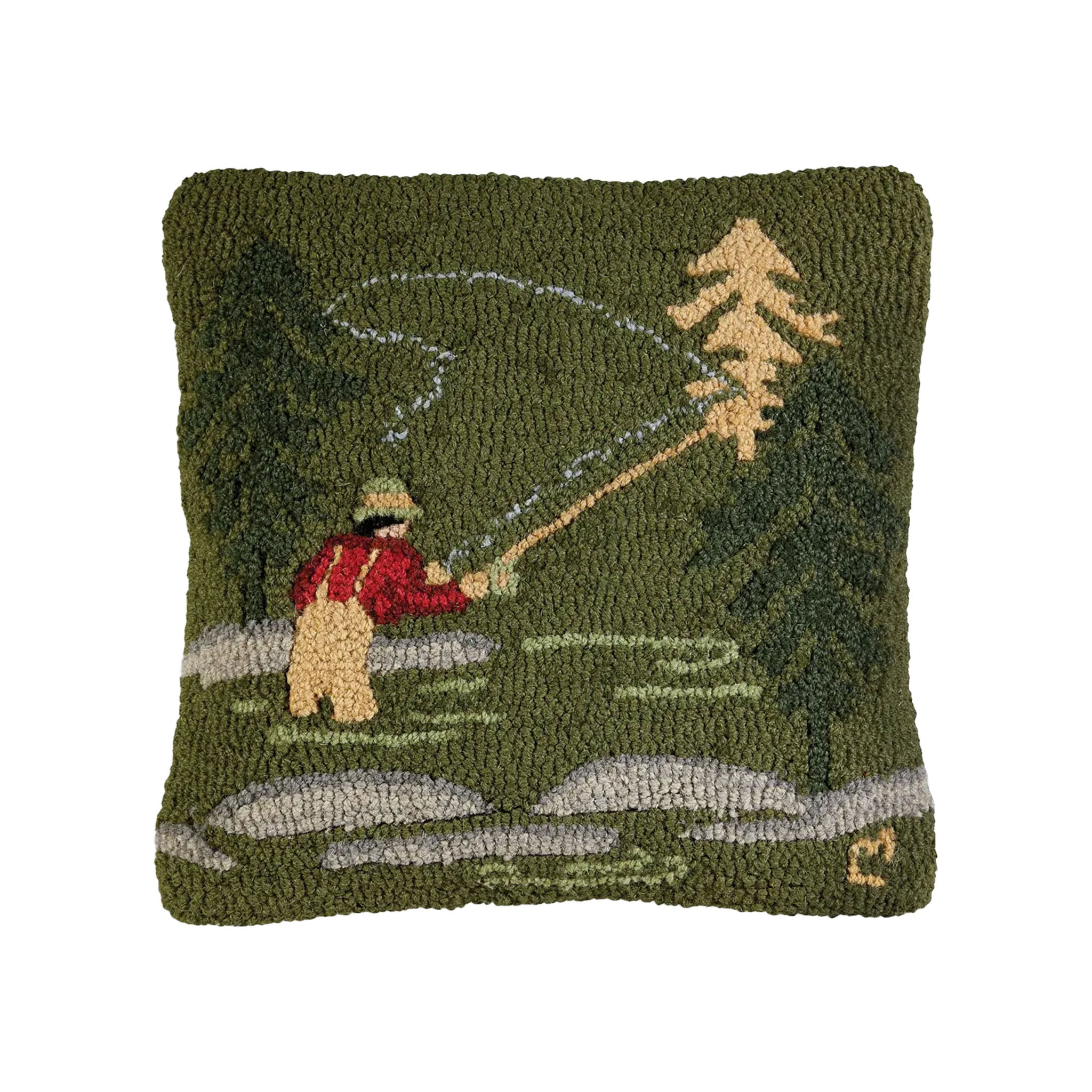Coussin décoratif à motif de pêche à la mouche