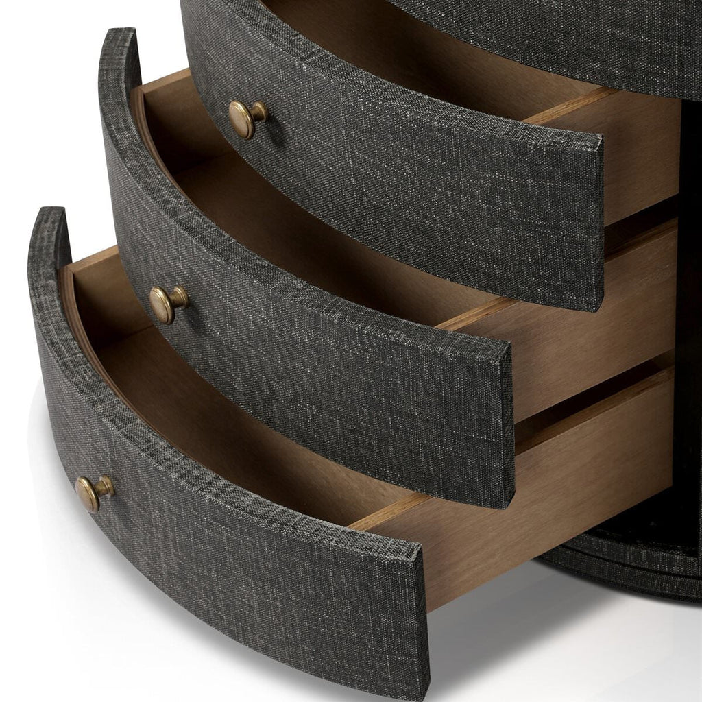 Table de chevet ovale Amelia de Four Hands en lin noir