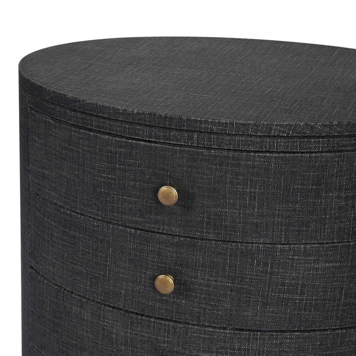 Table de chevet ovale Amelia de Four Hands en lin noir