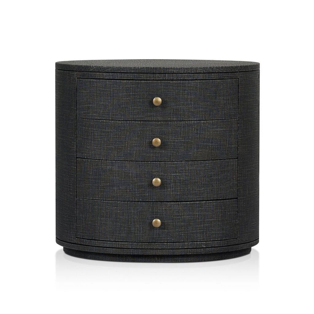 Table de chevet ovale Amelia de Four Hands en lin noir