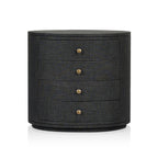 Table de chevet ovale Amelia de Four Hands en lin noir