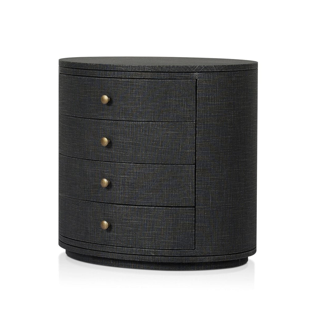 Table de chevet ovale Amelia de Four Hands en lin noir