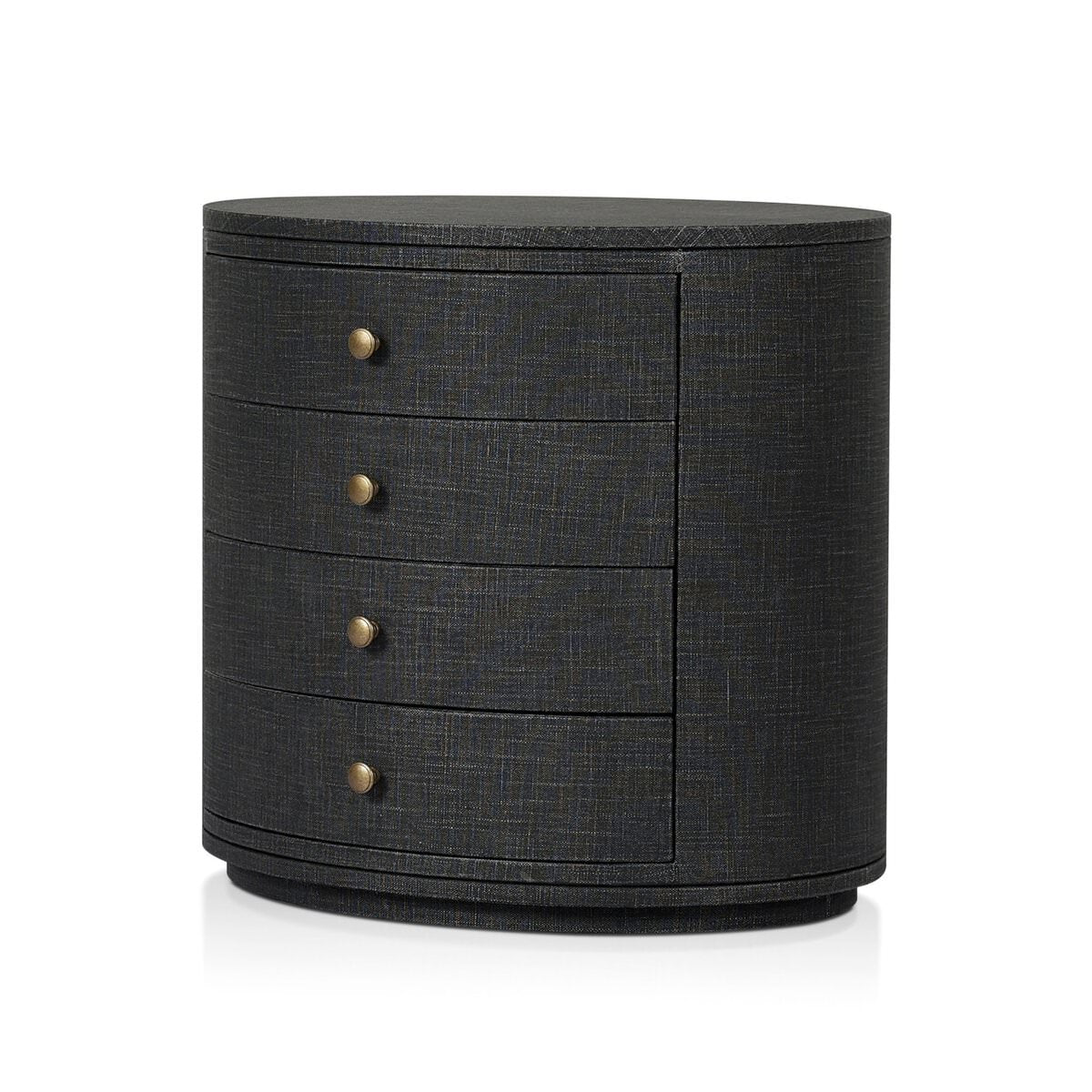 Table de chevet ovale Amelia de Four Hands en lin noir