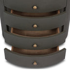 Table de chevet ovale Amelia de Four Hands en lin laqué vert foncé