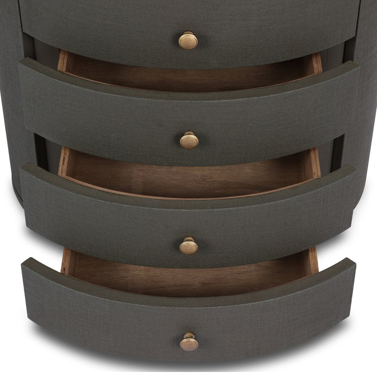 Table de chevet ovale Amelia de Four Hands en lin laqué vert foncé