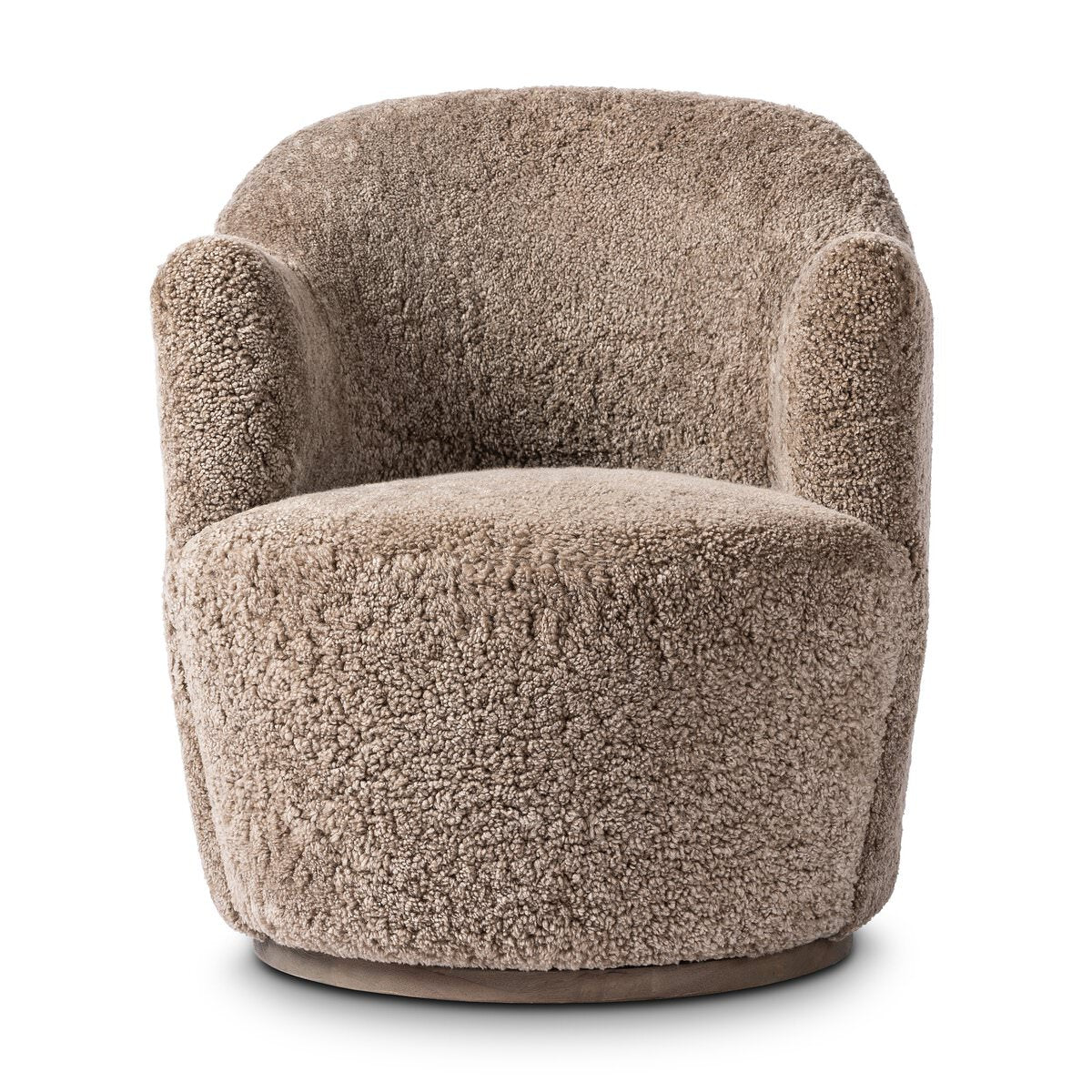 Fauteuil pivotant Four Hands Aurora en peau de mouton retournée taupe